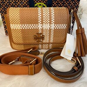 …Tory Burch Brown Carmel / Bag  Medium  Crossbody. /leather /chain